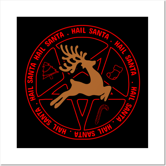 Hail Santa Funny Satanic Santa Wall Art by denkatinys